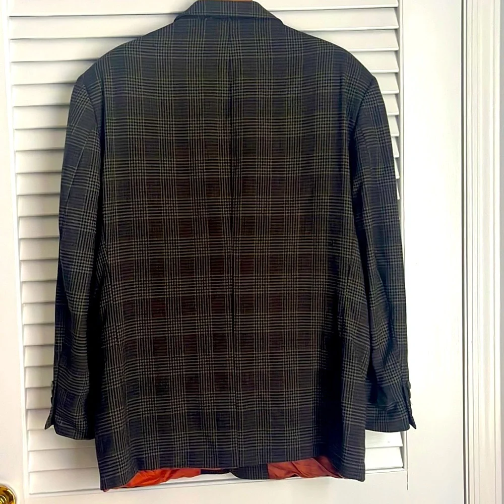 VINTAGE Gianfranco Ruffini Italy Houndstooth Plaid Wool Blazer Jacket